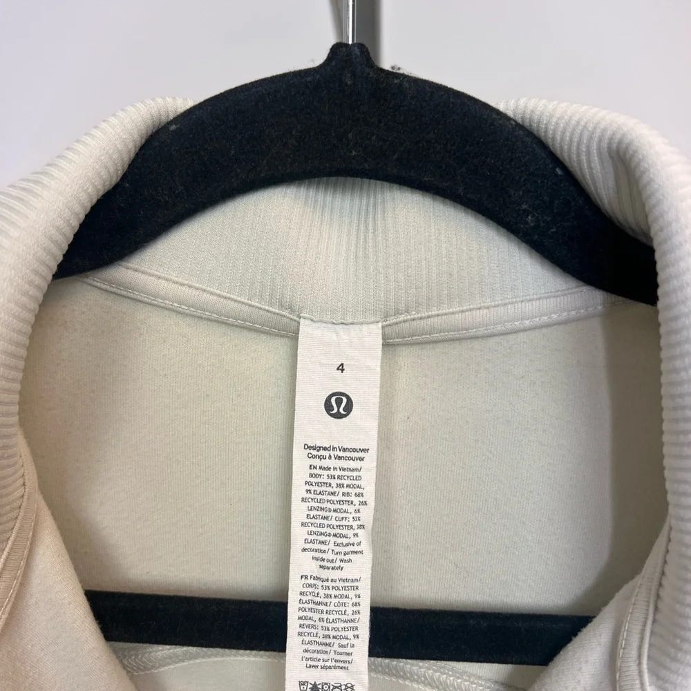 Lululemon Softstreme Half Zip Ribbed Pullover Women’s Size 4 Bone - Picture 5 of 12